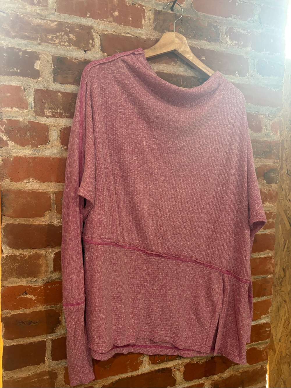 Free People Ribbed Long Sleeve Oversized Tee